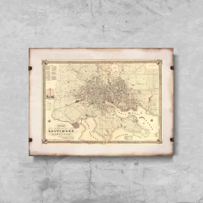Produktbild von Poster - Canvas - Leinwand - 84,1 cm x 59,4 cm - Fotoposter - Leinwandkunst - Karte von Baltimore Maryland