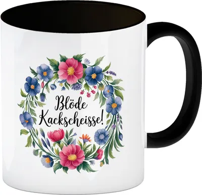 Produktbild von Blöde Kackscheisse Blumensprache Kaffeebecher in schwarz