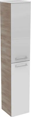 Produktbild von FACKELMANN Hochschrank LIMA / Badschrank mit Soft-Close-System / Maße (B x H x T): ca. 30,5 x 160,5 x 32 cm / Türanschlag frei wählbar / Korpus: Braun / Front: Weiß Hochglanz