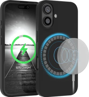 Produktbild von EAZY CASE Silikon MagSafe Handyhülle kompatibel mit Apple iPhone 16 Hülle mit Kameraschutz, Silikonhülle, Schutzhülle Schwarz