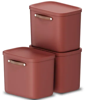Produktbild von Rotho Aufbewahrungsbox 3er-Set 25L Maloja - Kunststoffbox 40 x 23,5 x 34 cm - Box mit Deckel - Stapelbox sicher verschließbar - Plastikbox