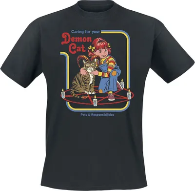 Produktbild von Steven Rhodes T-Shirt Herren Demon Cat schwarz M