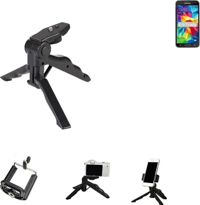 Produktbild von K-S-Trade Stativ Tisch-Ständer Dreibein Handy-Stativ Ständer kompatibel mit Samsung Galaxy S5 Duos LTE Mini-Stativ Smartphone Tripod Handy-Stativ
