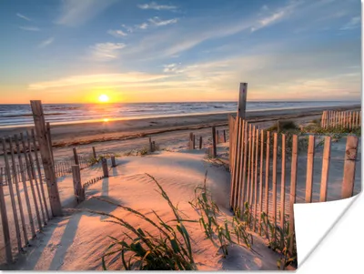 Produktbild von MuchoWow® Poster Strand - Meer - Düne - Sonnenuntergang - Landschaft 160x120 cm - Foto Plakat