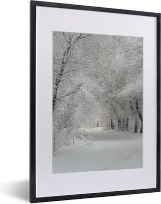 Produktbild von MuchoWow® Gerahmtes Poster Bäume - Schnee - Winter 30x40 cm - Poster mit Schwarzem Bilderrahmen Wandposter Rahmen Foto Bilder - Wandposter Schlafzimmer