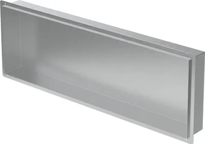 Obrázok produktu pre LuxeBath Nástenná výklenka z nehrdzavejúcej ocele, 90x30x10 cm, strieborná, bez okraja, obkladateľná výklenka na kúpeľňové potreby, sprchový odkladací priestor, sprchový regál