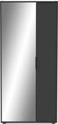 Image de Ebony Armoire à chaussures 83x24x178cm - avec miroir - noir