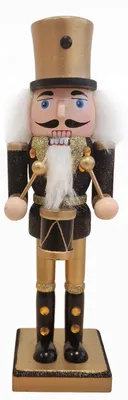Nussknacker Trommler, Holz, schwarz-gold, 26 cm
