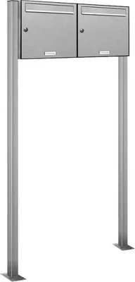 Produktbild von 2er V2A Edelstahl Standbriefkasten Anlage Freistehend