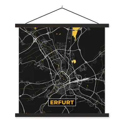 Produktbild von MuchoWow® Textilposter Erfurt - Gold - Deutschland - Karte - Stadtplan 40x40 cm mit schwarzem Rahmen - Fotos