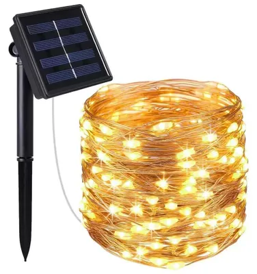 Solar-Lichterkette, 120 LEDs, 8 Modi, IP65, 12 m, warmweiß