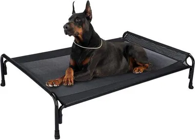 Image de Lit surélevé pour grands chiens - Résistant aux morsures et respirant - XL noir