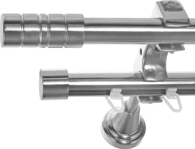 Produktbild von Rohr + Innenlauf Edelstahl Look Gardinenstange Ø 20mm Wandträger 2-läufig zweiläufig Wandbefestigung Zylinder H60 E34E30 RI