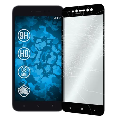 Produktbild von 2er-Pack PhoneNatic Glas-Folie klar full-screen schwarz kompatibel mit Xiaomi Redmi Y1 Lite - Panzerglas für Redmi Y1 Lite