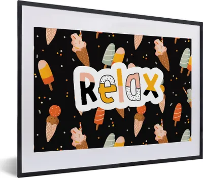 Produktbild von MuchoWow® Gerahmtes Poster Sommer - Eiscreme - Schwarz 40x30 cm - Poster mit Schwarzem Bilderrahmen Wandposter Rahmen Foto Bilder - Bilderrahmen - Poster im Rahmen