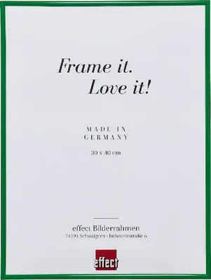 A white background with green border and text related to a picture frame.