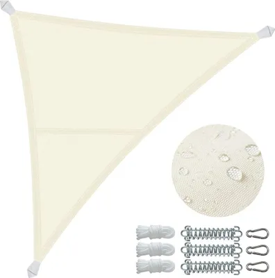 Produktbild von VOUNOT® Wasserdicht Sonnensegel Dreieckig mit Befestigung Set, 3x3x3m, Beige