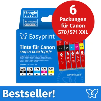 Produktbild von Easyprint Tintenpatronen für Canon 570/571 XL, Multipack (BK/BK/C/M/Y), 6 Stück