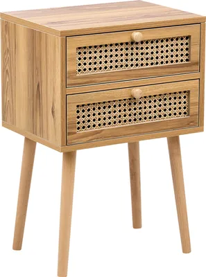 Zdjęcie produktu dla BELIANI Szafka nocna jasnobrązowa płyta MDF rattanowy front stolik nocny w stylu boho