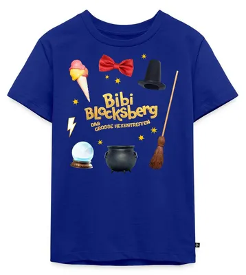 Produktbild von Spreadshirt Bibi Blocksberg Film Mit Hexenzubehör Und Logo Kinder Premium T-Shirt, 122/128 (6 Jahre), Royalblau