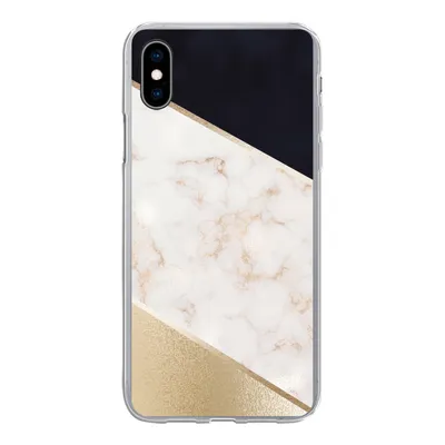 Produktbild von MuchoWow® Handyhülle Schutzhülle Hülle für iPhone Xs Marmor - Gold - Rosa Silikon Softcase Handy Hülle - Handytasche
