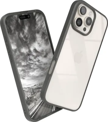 Produktbild von EAZY CASE Clear Hybrid Bumper Hülle für Apple iPhone 16 Pro Max, Handyhülle stoßfest mit Kameraschutz, Handycase dünn in Grau