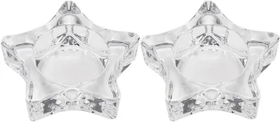 Produktbild von 2 Stück Glas-Teelichthalter, sternförmige Kerzenständer, transparent, kleine Kerzenhalter für Tischdekoration, Hochzeit, Party, Wohnzimmer