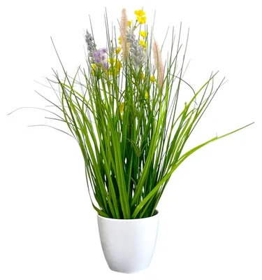 Produktbild von Künstlicher Frühlingsmix 46cm. Kunstblume Frühlingsblumen im Topf Bunt