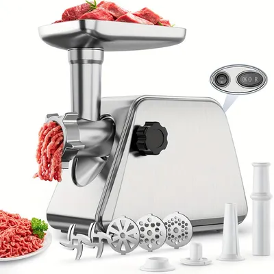 Image de Moulin à viande électrique - Hachoir à viande - Moulin à viande pour saucisses - Machine à kibbeh - 5 en 1, multifonction