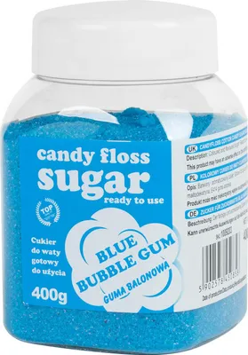 Image de Sucre de barbe à papa bleu aromatisé au chewing-gum 400g