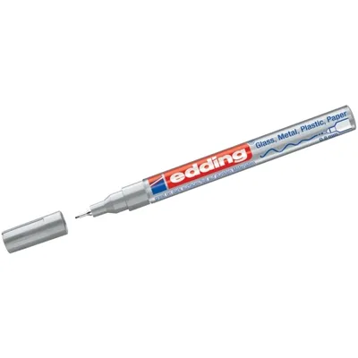 Produktbild von Edding 780, Silber, Feine Spitze, Blau, Rot, Silber, Aluminium, Fein, 0,8 mm