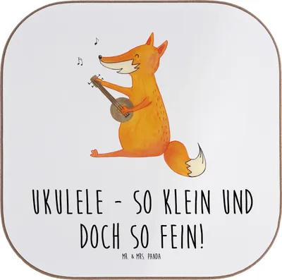Produktbild von Mr. & Mrs. Panda Tischuntersetzer Zauberhafte Ukulele - Weiß - Geschenk, Tassen Untersetzer, Musikinstrument, Hawaii, Coaster, Lieder, Musik, Lernen, Holzuntersetzer