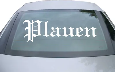 Produktbild von Indigos UG - Aufkleber Heckscheibe & Motorklappe DE6558 - weiß - 600x179 mm - Stadt Plaün - Auto Scheiben Fenster Heckklappe Tuning Racing JDM - Die cut