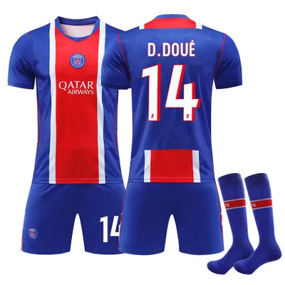 Produktbild von #14 D.DOUE 26-27 Paris Saint-Germain home game in Ligue 1 football jersey for Kids and Adults SIZE:26