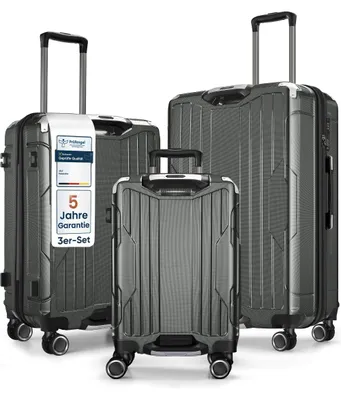 Produktbild von 4FLY Aluminium-Rahmen Hartschalen Reisekoffer Set 3-teilig Ultraleicht (M/L/XL) aus PC+ABS – mit TSA-Schloss, 4 Spinner-Doppelrollen, Handgepäck
