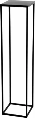 A black metal plant stand on a white background.