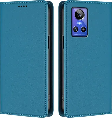 Image de Etui en cuir pour Realme GT Neo 3, étui magnétique en cuirPolyuréthaneavec stand Lake bleu