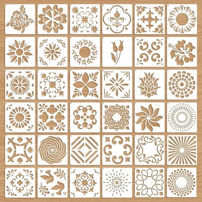 36 STÜCK Mandala Schablonen Set - 9 cm Wiederverwendbare Schablonen zum Malen - Für DIY Holz- und Leinwanddekoration
