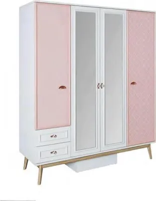 Produktbild von Kleiderschrank Moderner Holz Holzschrank Jugendzimmer Regal Schrank Mädchen Rosa