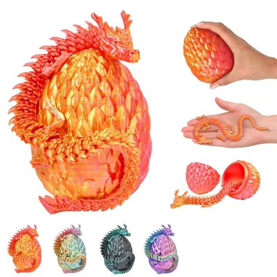 Immagine prodotto di Drago cinese nell'uovo 3D 30 cm, statuina da collezione, uovo decorato 10 cm – Rosso-oro