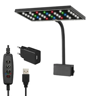 Aquarium LED-Licht 14W, Clip-on, Vollspektrum, 3 Modi, Timer