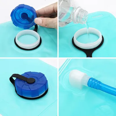 Produktbild von Wasserblase für draußen mit Reinigungsbürste - Auslaufsichere Sportwasserblase 2 Liter - Große Öffnung Wasserspeichersystem mit Bissventil - Tragbares Fahrrad-Zubehör