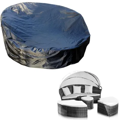 Image de Housse de protection 182x76 noire pour meubles de jardin île de rotin couverture bâche intempéries