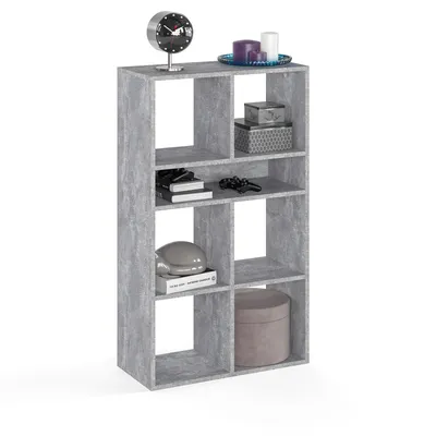 Produktbild von KOMTO Regal Bücherregal Standregal Würfelregal Büroregal Bücherschrank RIM6 für Kinderzimmer Regal Wohnzimmer 65,8 х 30,7 х 112,5 cm Beton