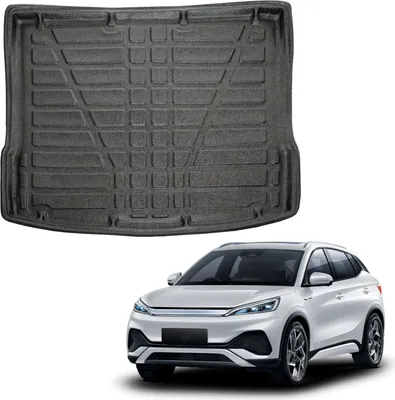 Image de Tapis De Coffre Sur Mesure Pour Byd Atto 3 Depuis 2024, Noir, Antidérapant, Bord Haut, Toutes Saisons