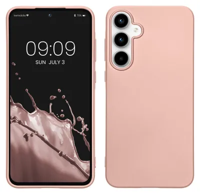 Produktbild von kwmobile Handyhülle für Samsung Galaxy A55 5G Hülle - Silikon Case metallisch schimmernd - Schutzhülle Cover - Metallic Rosegold
