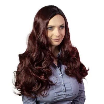 Obrázek produktu pro hair2heart Paruka Dlouhé kudrnaté syntetické vlasy Dámská paruka - vínová 70cm 190g