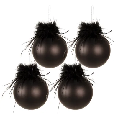 Produktbild von Clayre & Eef Weihnachtskugel 4er Set Ø 10 cm Schwarz Glas