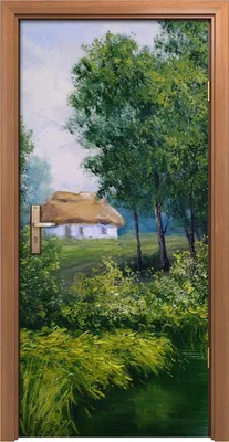 Produktbild von Türposter 90x200 cm Türaufkleber Türtapete Türfolie Klebefolie Dorf Ukraine Landschafts Malerei