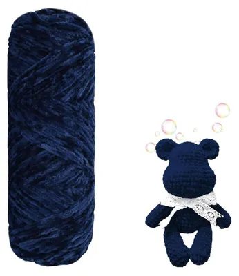 Zdjęcie produktu dla Nici chenille, ciemnoniebieskie, 100g